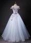 White Appliques Off Shoulder Tulle Holiday Dress