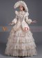 Champagne Baroque Rococo Civil War Era Dress Ball Gown with Hat 3
