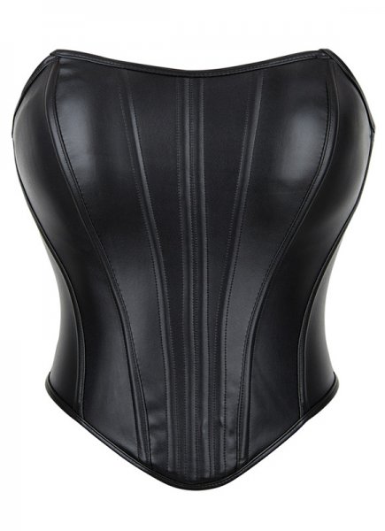Black PVC Leather Corset Tops