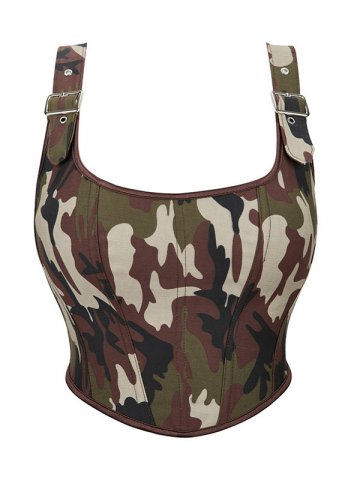 Camouflage Corset Top With Straps
