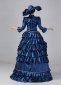 Blue Victorian Bustle Dresses Edwardian Masquerade Ball Dresses 3