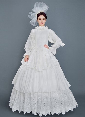 하얀 백설 공주 코스프레 로리타 드레스 빈티지 웨딩 드레스 신부 가운 의상