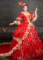 Red Long Flare Sleeves Lace Sequin Rococo Wedding Ball Gown Dress 3