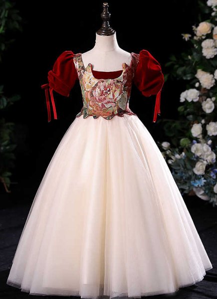 Vinatge Girls Jacquard Tulle Masquerades Party Dress