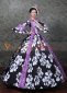 Black Long Flare Sleeves Lace Floral Vintage Rococo Masquerade Ball Gown Dress 2