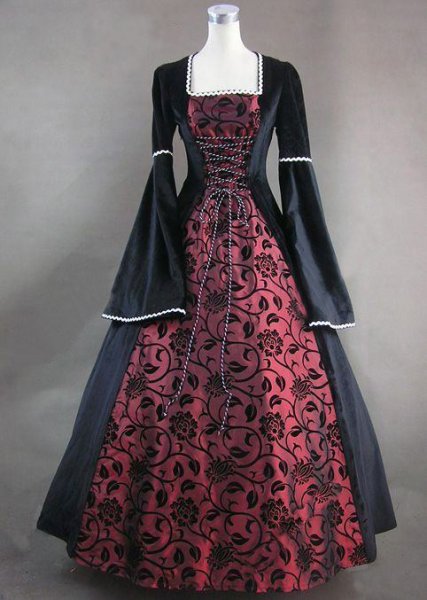 Clearance Medieval Lady Renaissance Faire Brocade Velvet Victorian Dress Theater Costume