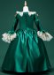 Girls Masquerade Cosplay Ballgown Green Satin Dress 3