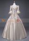 Champagne Short Sleeves Retro Lace Embroidered Masquerade Ball Gown Theater Dress 2