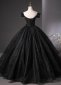 Black Off the Shoulder A Line Long Corset Evening Dress 4