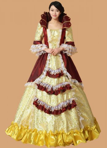 6 색 중세 드레스 할로윈 가운 터틀넥 궁전 마리 앙뜨와네트 드레스 의상