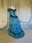 1886s Vintage Blue Off the Shoulder Victorian Bustle Gown Carnival Dress 3