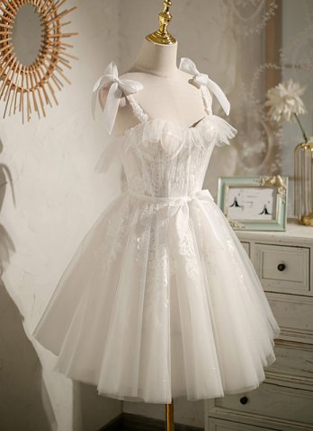 White Sweet Halter Backless Mini Tulle Lace Homecoming Dresses Sexy Corset Party Ball Gown