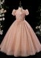 Kids Princess Sequin Tulle Wedding Dress Flower Girls Party Ball Gown