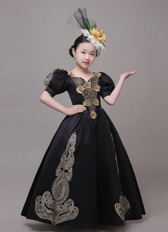 Rococo Baroque Style Kids Ball Gown Girls Halloween Masquerade Dress