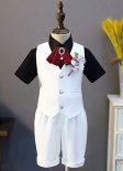 Upscale Boys Gentleman Tailcoat 4pcs Slim Fit White Vest Tuxedo Set for Party