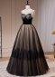 Simple Black Spaghetti Straps Lace A Line Tulle Long Prom Dresses
