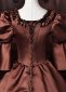 Brown Satin Lace Flower Short Sleeve Floor Length Masquerade Dress 6