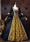 Black Brocade Gold Floral Jacquard Victorian Ball Gown Masquerade Dress 3