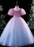 Girls Pageant Princess Flower Dress Kids Prom Colorful Tulle Dresses