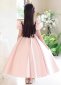 Pink Girl Princess Satin Bow Prom Dress 5
