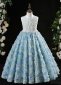 Kids Princess Rose Flower Wedding Dress Flower Girls Formal Ball Gown