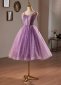 Purple Spaghetti Straps Corset Prom Party Dress