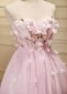 Pink Strapless A Line Sweetheart Short Corset Graduation Dress With Flower 1