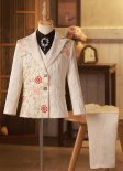 Handcrafted Boys Fashion Shawl Sequin Tuxedo Suits Kids White Suits Band Singer Dance Costume
