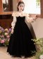 Vintage Children Girls Black Velvet Masquerades Party Dress