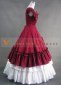 Red And White Sleeveless Bow Ruffles Renaissance Lolita Victorian Ball Gowns 2