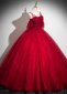 Sparkly Burgundy Tulle Appliques Sexy Spaghetti Straps Prom Dress 2