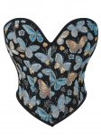 Butterfly Printed Sexy Brocade Overbust Corset