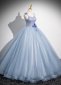 Blue Spaghetti Strap Corset Prom Homecoming Dress 2