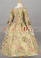 Renaissance Colonial Kids Green Floral Brocade Long Sleeve Girls Victorian Dress 3