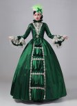 Blue Brown Long Sleeve Ball Gowns Renaissance Victorian Dress