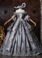 Customized Gray Brocade Off the Shoulder Marie Antoinette Ball Gown Short Sleeve Flower Lace Rococo Holiday Party Dress