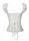 Black White Jacquard Sexy Corset Top with Puff Sleeves 5