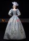 Blue Long Sleeves Lace Floral Vintage Rococo Masquerade Dress Dancer Costume 3