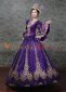 Purple Long Flare Sleeves Lace Embroidered Vintage Rococo Masquerade Gown Theater Costume