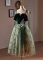 Green Velvet Ruffle Spaghetti Straps Party Dress