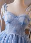 Blue Corset Spaghetti Straps Mini Party Formal Dress