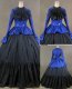 Blue And Black Long Sleeves Victorian Ball Gown Dresses For Women