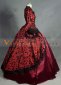 Wine Red Brocade Long Sleeve Gothic Victorian Dress 2