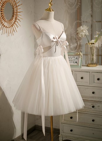 Cute Party Dress Spaghetti Strap Backless Homecoming Dress Sexy Deep V Neck Club Night Out Dress