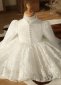 Girls Anniversary Wedding Party White Flower Lace Dress 1