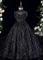 Vintage Girls Bead Fringe Party Sequin Formal Dresses Black