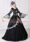 Black Long Flare Sleeves Retro Lace Floral Masquerade Ball Gown Theater Costume 1