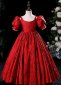 Christmas Girls Jacquard Bead Ball Gown Birthday Party Dress