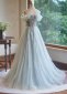 Light Blue Off The Shoulder Applique Tulle Evening Dress 3