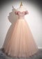 Pink Off Shoulder Tulle Long Formal Dress 3